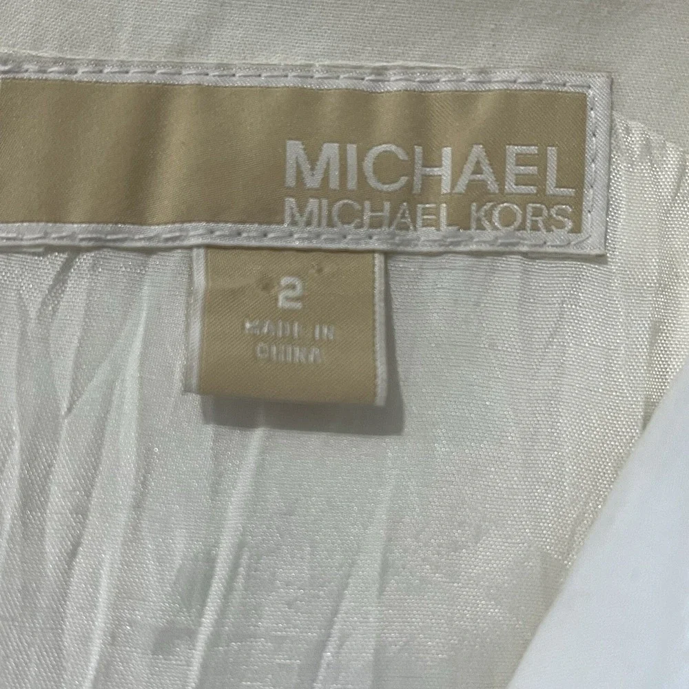 Michael Kors‎ White Sleeveless Knee Length Sheath Dress Piping Career Summer 2